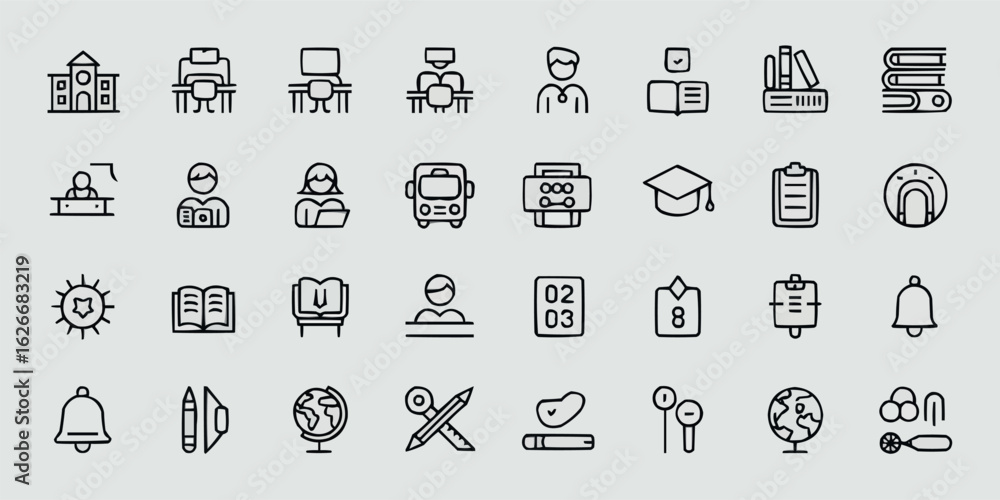 Poster versatile icon set design featuring a comprehensive palette of colors and classic typography for div