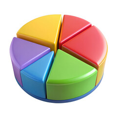 Obraz premium 3d pie chart with colorful segments isolated on transparent background