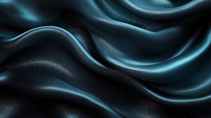 Teal fabric shimmers softly, undulating while reflecting light with a silky sheen
