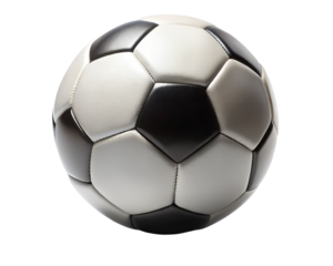 Photo of a classic black and white soccer ball isolated on a transparent background, ready for a game