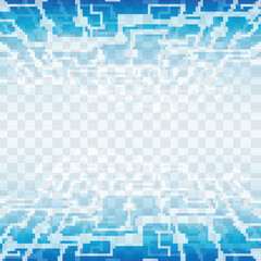 "Abstract vector blue circuit board lines background overlay. Futuristic pixelated motherboard design for cyber tech covers and dynamic presentation art."