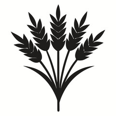 A silhouette illustration of a rice stalk