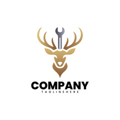 Deer Mechanic Logo Creative Wrench-Antler Concept for Auto or Workshop Brands