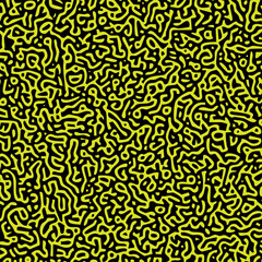 Abstract monochrome pattern, yellow and black squiggly lines, vector