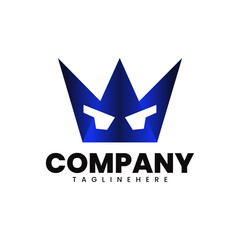 Obraz premium Geometric Warrior Mask Logo – Blue Angular Face Symbol for Gaming & Tech Brands