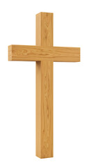 Wooden crucifix. Traditional Christian cross symbol, perfect for religious, spiritual, or historical design projects isolated on white or transparent background. PNG format.