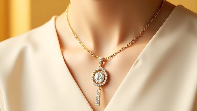 gold necklace with demond