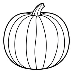 Simple black and white outline drawing of a pumpkin.