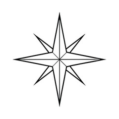 Obraz premium Line Art of a Compass Rose Star Symbol