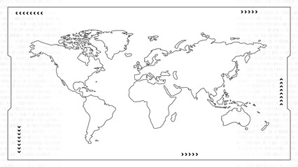 World map graphic, Illuminated World Map: A Global Network of Lights. Neon Would Map. World Map Technology Background