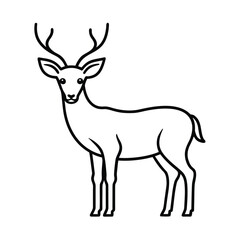 Fototapeta premium Elegant stag with antlers line art icon