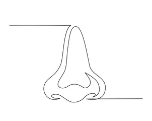 Human nose anatomy outline illustration. Continuous line drawing of human nose
