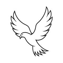 Obraz premium Line art of a flying eagle with spread wings