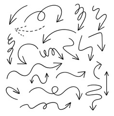 different hand drawn curly arrow set 