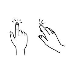 Point click, scrolling fingers, hand line drawing 