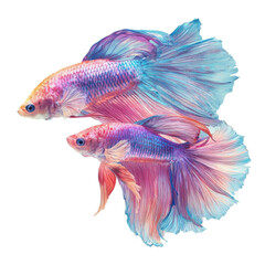 Fototapeta premium Two colorful betta fish on transparent background