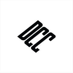 Modern abstract DCC logo design featuring geometric lines for innovative data analysis and digital transformation branding