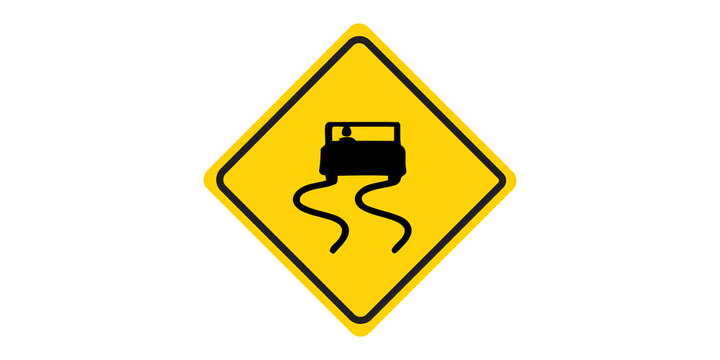 Slippery Road Warning Traffic Sign