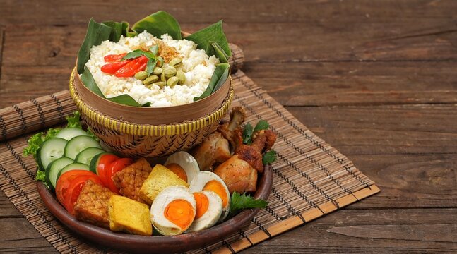 Nasi Liwet Sunda from West Java with its unique Sundanese cuisine a different taste and presentation from Sundanese eating tradition called ngeliwet or botram