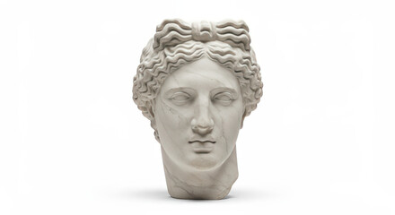 Obraz premium Classical sculpture of a womans head isolated on white background