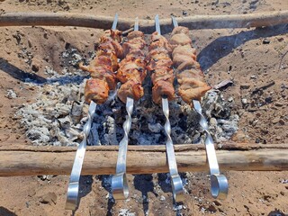 shish kebab on skewers