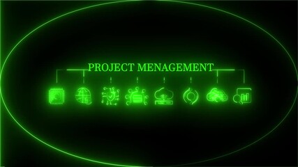 Project management concept, infographic dashboard showing KPIs, performance metrics, and business insights from large data sets. Animated data analytics banner web icons isolated on transparent - Powered by Adobe