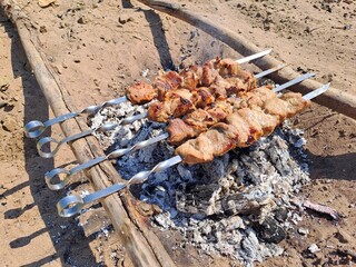 shish kebab on skewers