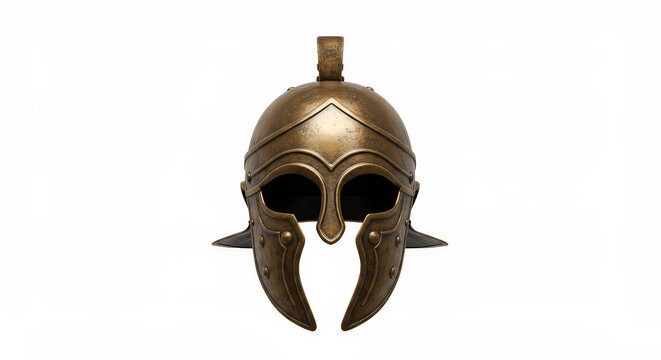 Isolated bronze helmet on white background for historical and editorial use - Powered by Adobe