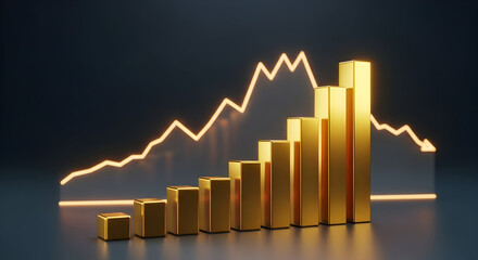 Gold bars chart rising financial success investment growth economic progress wealth management market trends business success financial future prosperity progress upward trend