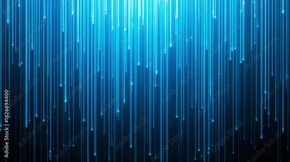 Aufkleber a mesmerizing cascade of glowing blue digital streams and sparkling particles descends against a dar