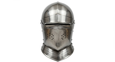 Isolated shiny metal helmet on white background