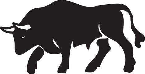 Silhouette of a Strong Bull вАУ Ideal for Farm or Country Decor, Symbol of Strength and Power