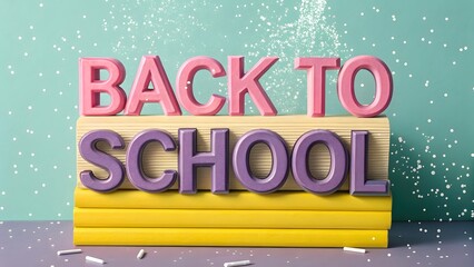 Back to school message made of colorful letters on books