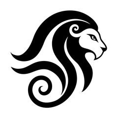Minimal leo zodiac sign with stylized lion mane swirl