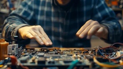 Technician repairing circuit board. (2) - Powered by Adobe