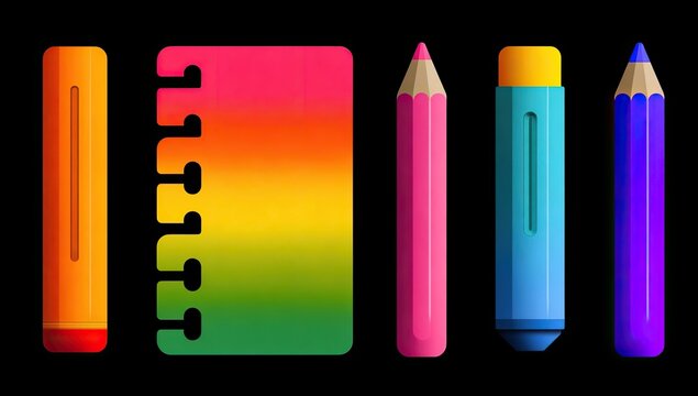 Colorful stationery icons - Powered by Adobe