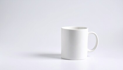 Obraz premium Elegant White Mug Set Against a Pure White Background Highlighting Minimalist Design and Simplicity