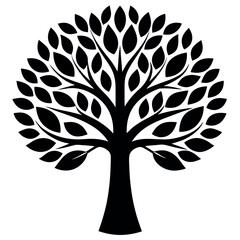 Obraz premium Minimalist stylized deciduous tree illustration in a natural setting