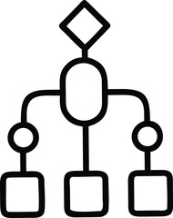 Process Flowchart and Algorithm Diagram Line Icon. Workflow Structure and Organizational Chart Vector.
