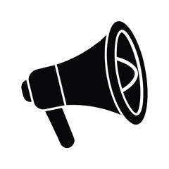 Megaphone silhouette, loudspeaker icon.