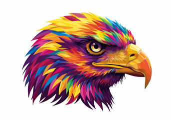 Colorful Eagle Head Art – Vibrant Polygonal Bird Illustration – Bold Geometric Feather Design – Majestic Hawk Artwork – Tribal Modern Animal Decor

