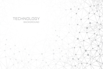 Abstract Technology Plexus Background Modern Network Connection Dots Lines Vector Graphic Design Global Digital Data Communication Structure Minimalist White Grey Template