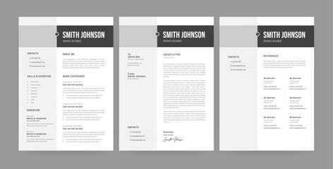  Clean and modern resume Template Resume and  Cover Letter Layout Vector 