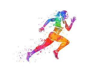Colorful Female Runner Art – Abstract Running Woman Silhouette – Athletic Fitness Wall Decor – Energetic Sport Illustration – Motivation Artwork

