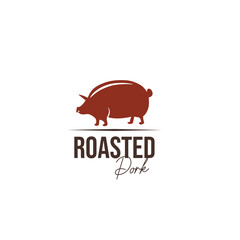 A stylized brown silhouette of a plump pig with a curved back, set against a white background, with the text 
