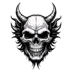 Devil skull with wings tribal tattoo design