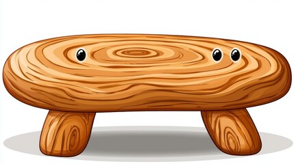 Whimsical Rustic Wooden Stool Illustration