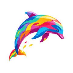 Colorful Dolphin Vector Art – Rainbow Marine Animal Illustration – Vibrant Sea Life Design for Kids, Decor, Stickers, T-Shirts, and Digital Art

