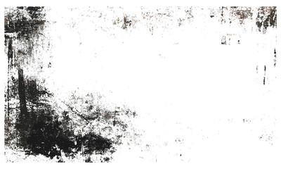 Grunge distressed vignette overlay with rough texture and grime effect on transparent background, square format, dark eroded marks, vintage style, film overlay, retro texture