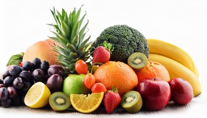 various fruits fresh produce isolated
